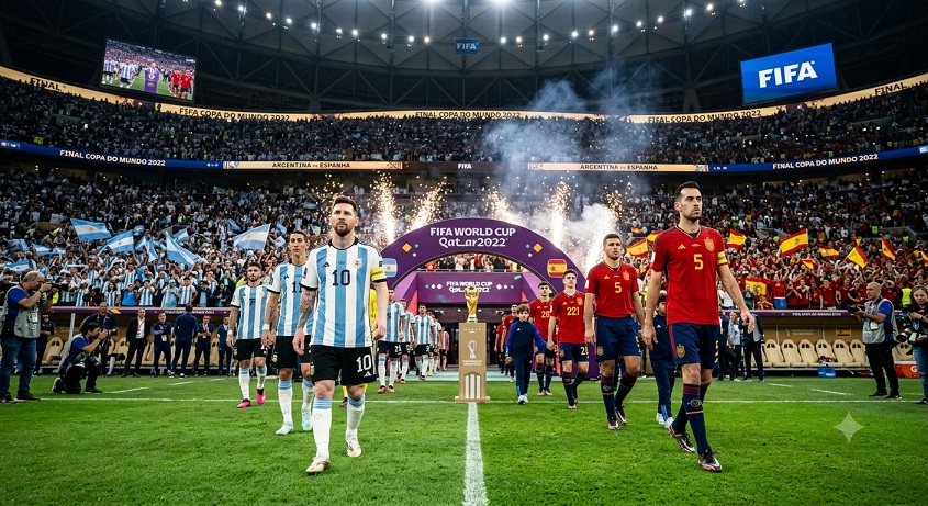 Seleção da Argentina e da Espanha entram em campo para a decisão do título da Copa do Mundo de 2026