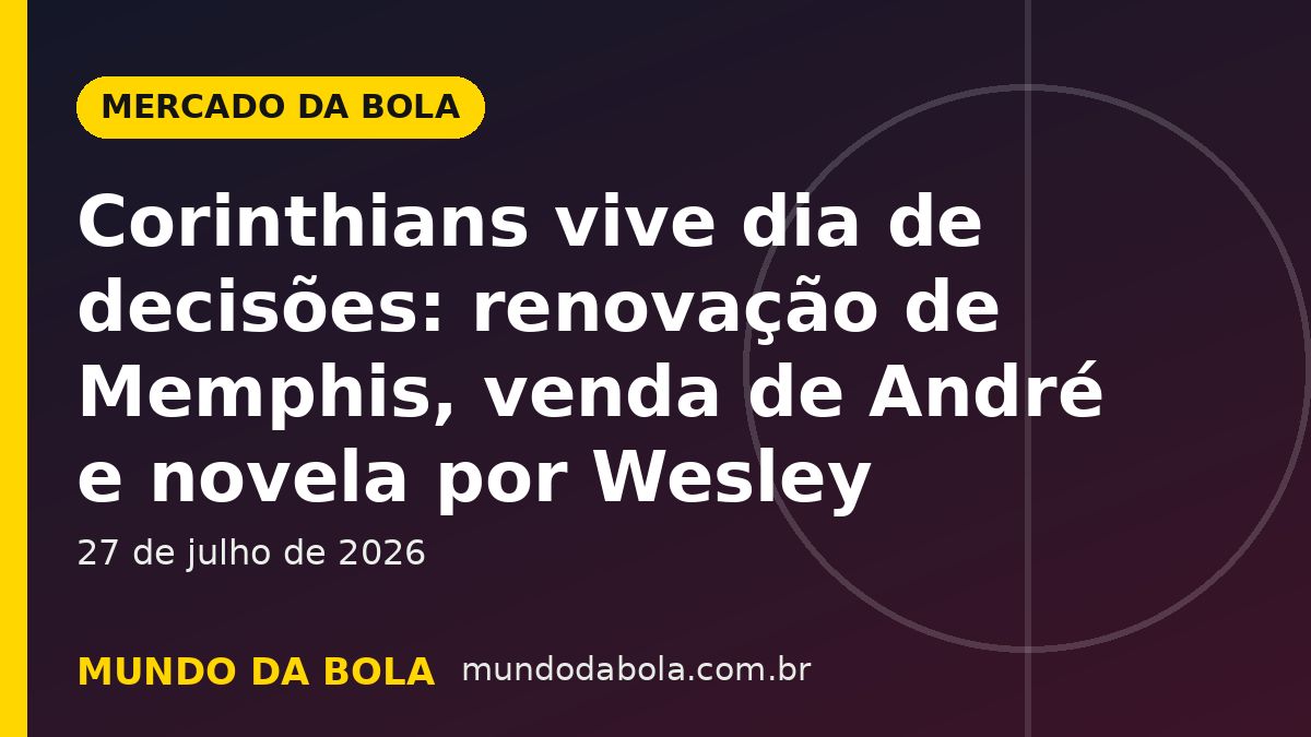 Arte de capa: Corinthians vive dia de decisões: renovação de Memphis, venda de André e novela por Wesley