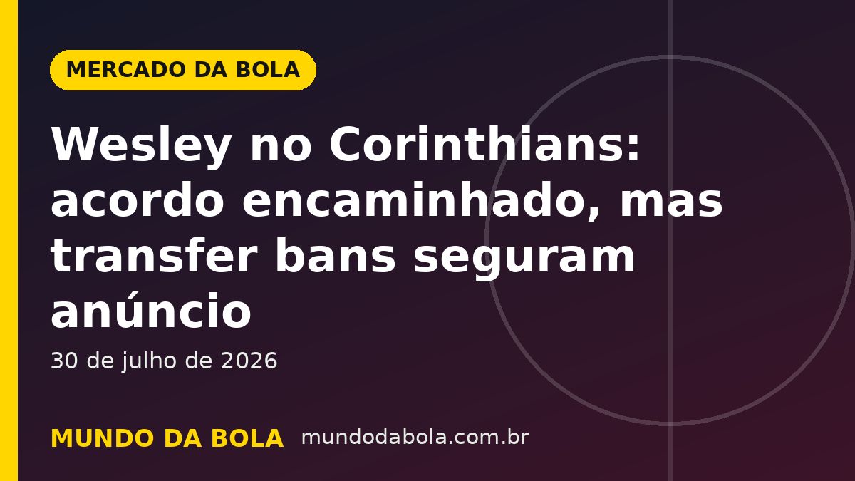 Arte de capa: Wesley no Corinthians: acordo encaminhado, mas transfer bans seguram anúncio