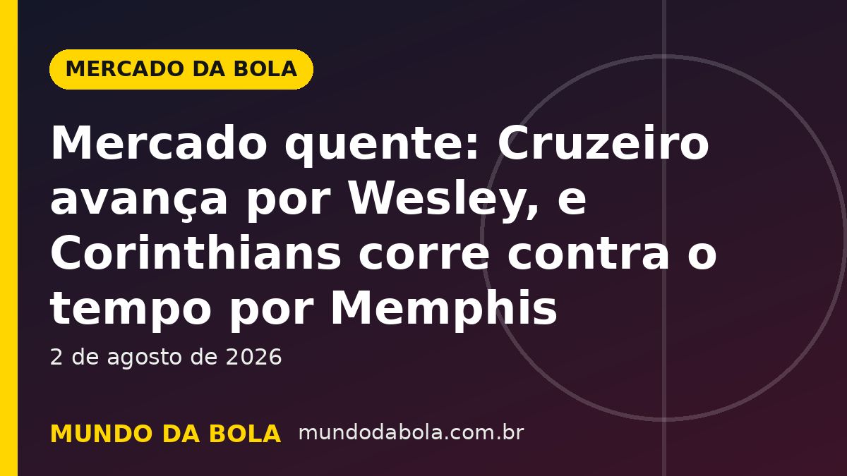 Arte de capa: Mercado quente: Cruzeiro avança por Wesley, e Corinthians corre contra o tempo por Memphis