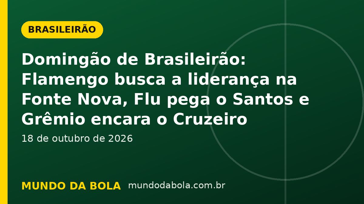 Arte de capa: Domingão de Brasileirão: Flamengo busca a liderança na Fonte Nova, Flu pega o Santos e Grêmio encara o Cruzeir