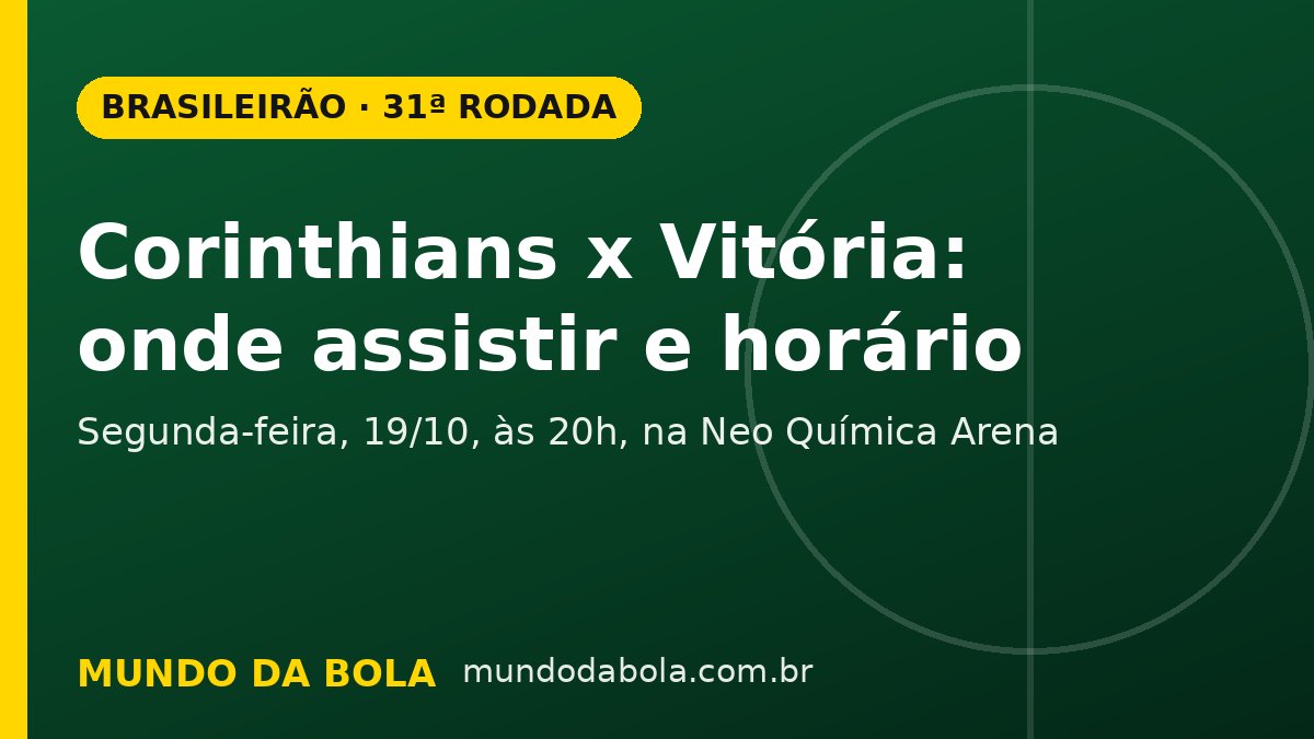 Corinthians x Vitória: onde assistir e horário, Brasileirão 31ª rodada